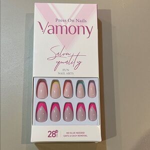 Vamony Press On Nails with Colorful Design DYI new